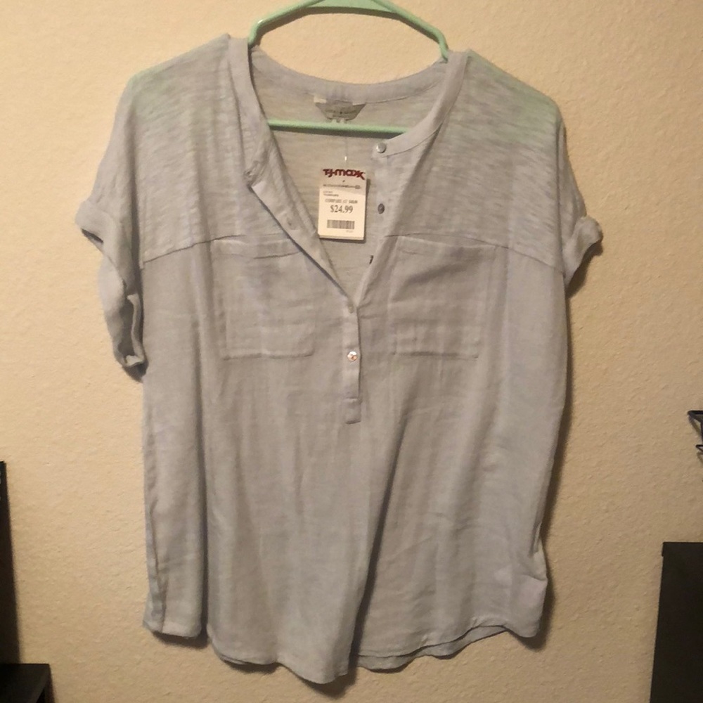 Light blue button up